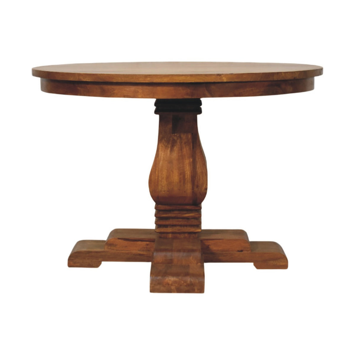 Sculptural Pedestal Amber Oak Dining Table