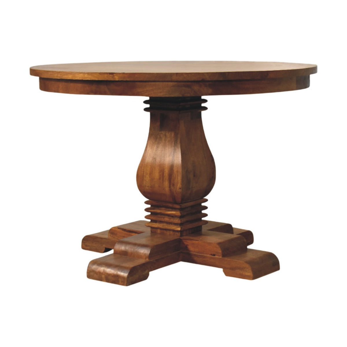 Sculptural Pedestal Amber Oak Dining Table