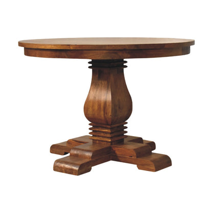 Sculptural Pedestal Amber Oak Dining Table