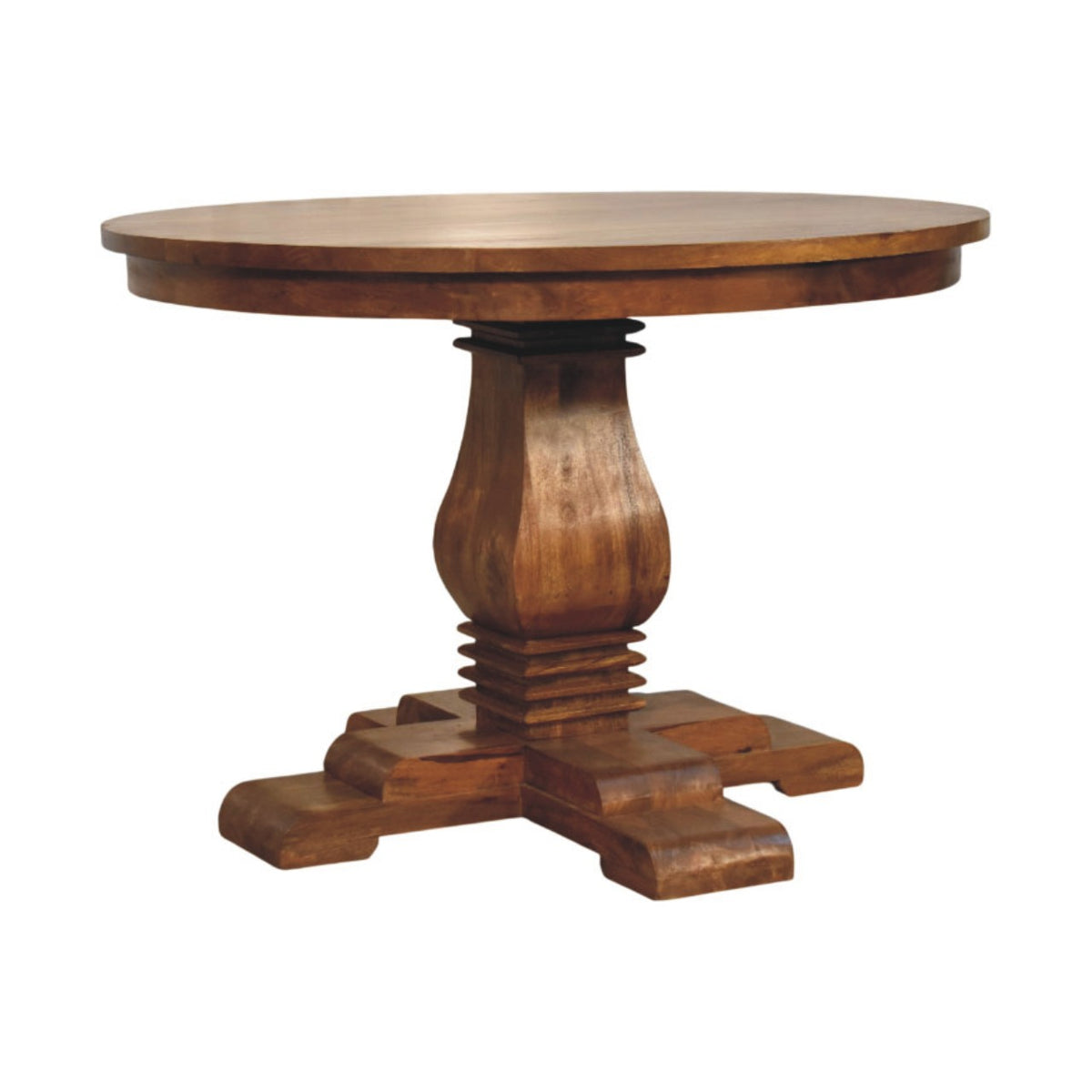 Sculptural Pedestal Amber Oak Dining Table