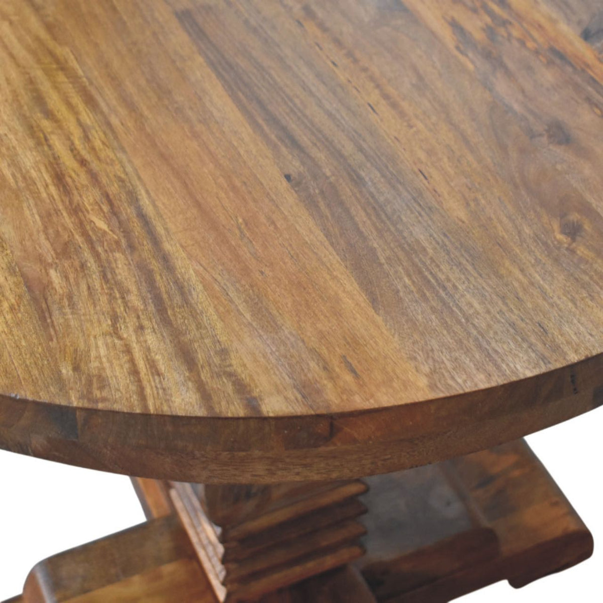 Sculptural Pedestal Amber Oak Dining Table