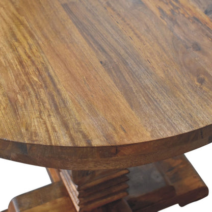 Sculptural Pedestal Amber Oak Dining Table