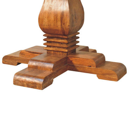 Sculptural Pedestal Amber Oak Dining Table