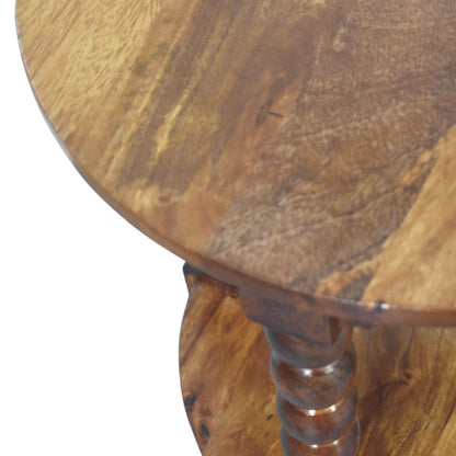 Savannah Spindle Amber Oak 2 Tier End Table