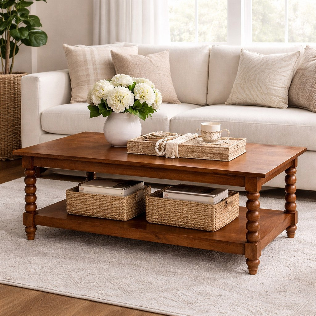 Savannah Spindle Amber Oak 2 Tier Coffee Table