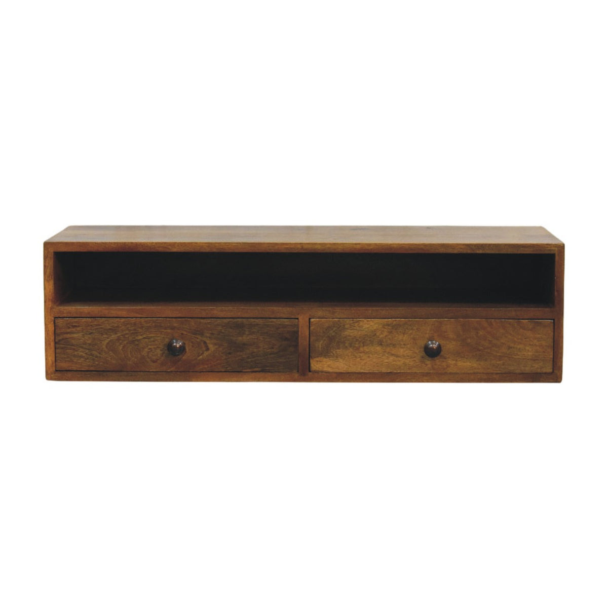 Taos Amber Oak Open Media Storage Unit