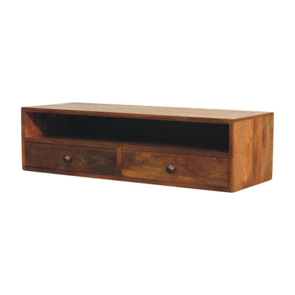 Taos Amber Oak Open Media Storage Unit