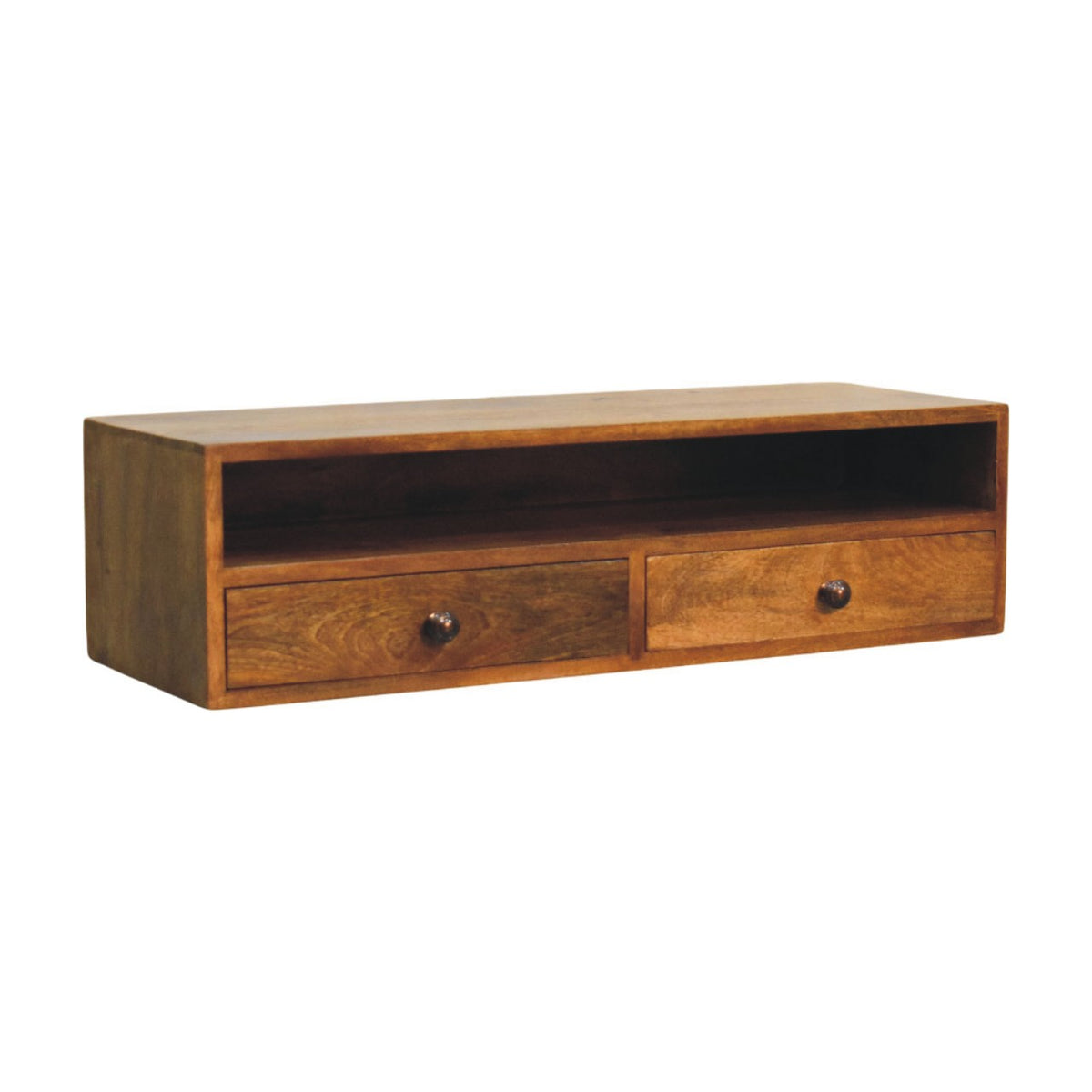 Taos Amber Oak Open Media Storage Unit