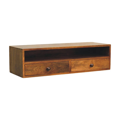 Taos Amber Oak Open Media Storage Unit