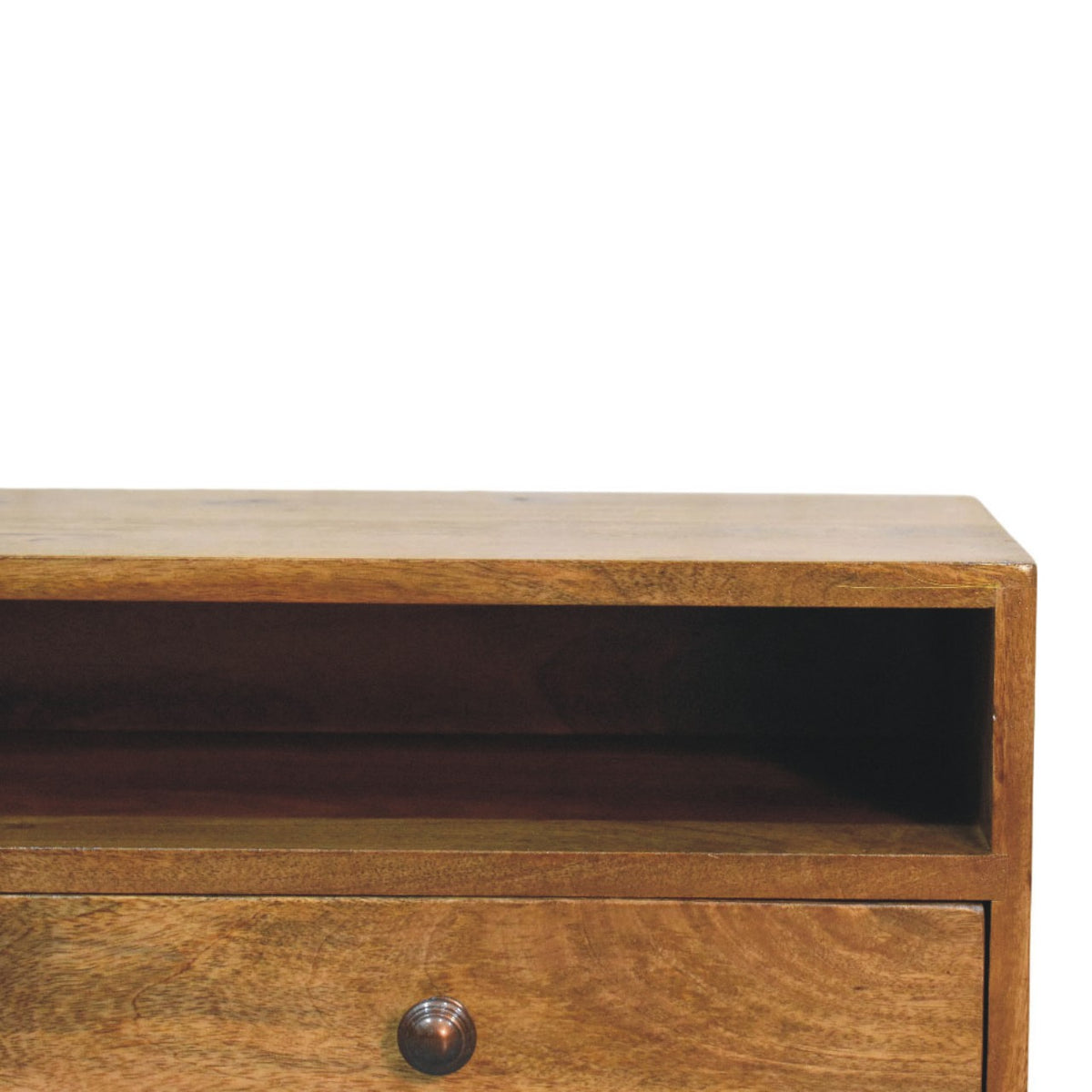 Taos Amber Oak Open Media Storage Unit