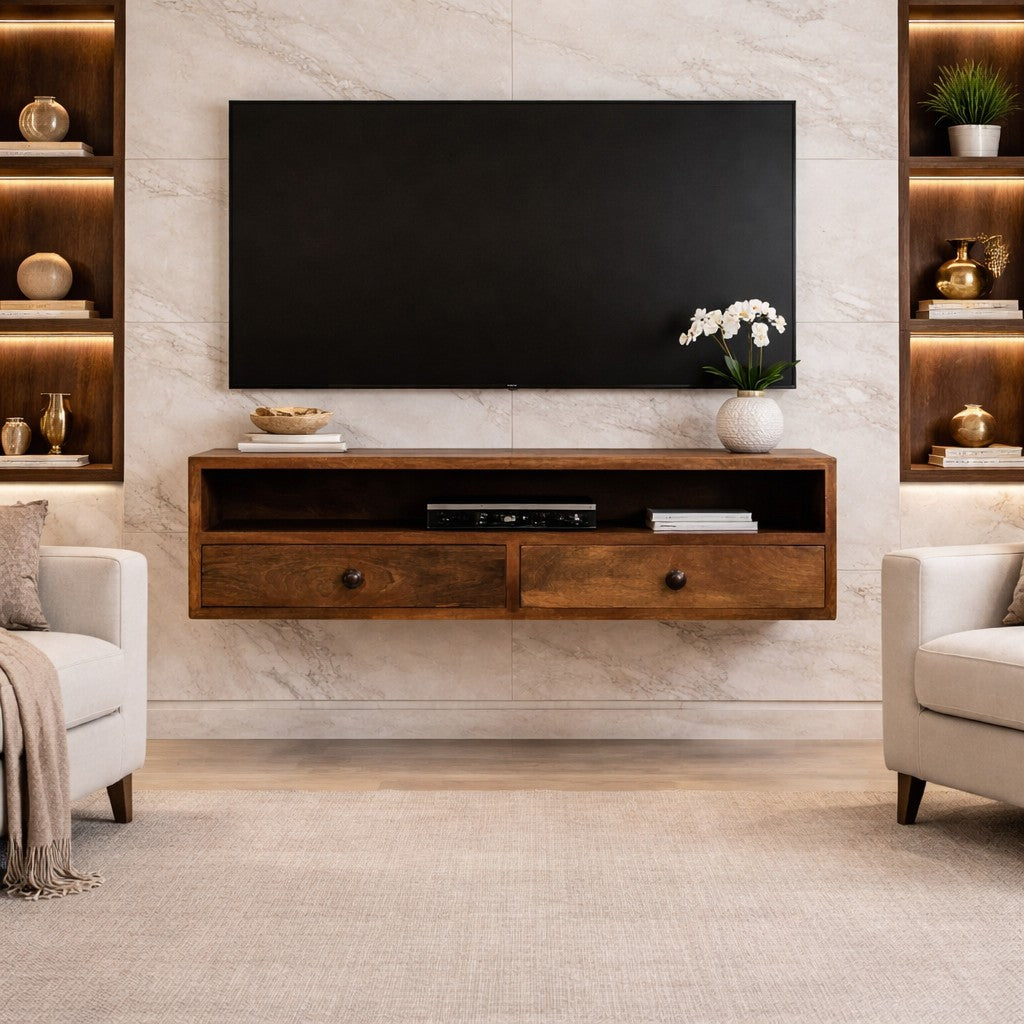 Taos Amber Oak Open Media Storage Unit