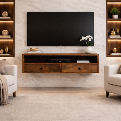 Taos Amber Oak Open Media Storage Unit