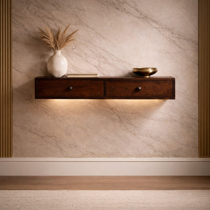 Roasted Almond Slim 2 Drawer Console Table