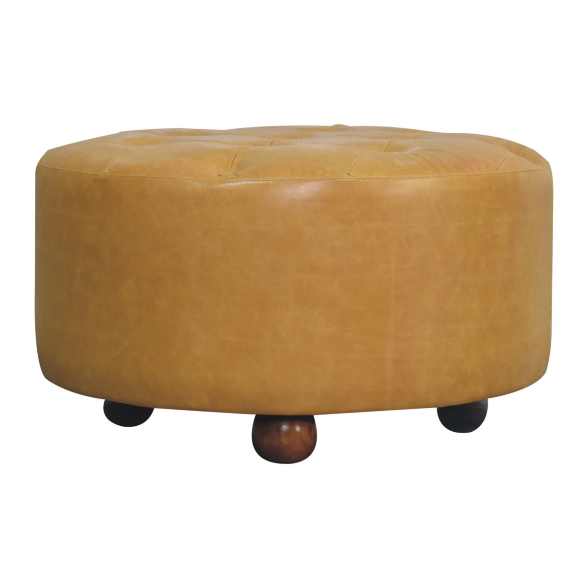 Sutton Buffalo Leather Tan Round Coffee Table