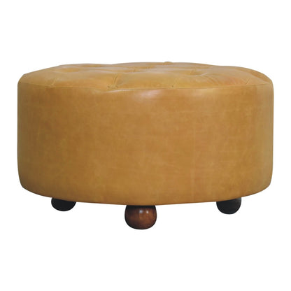 Sutton Buffalo Leather Tan Round Coffee Table