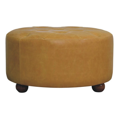 Sutton Buffalo Leather Tan Round Coffee Table