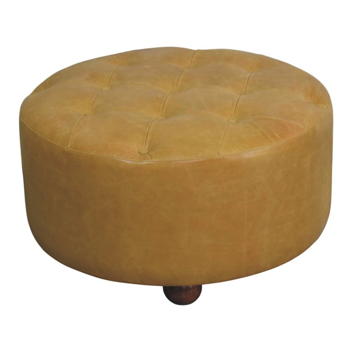 Sutton Buffalo Leather Tan Round Coffee Table