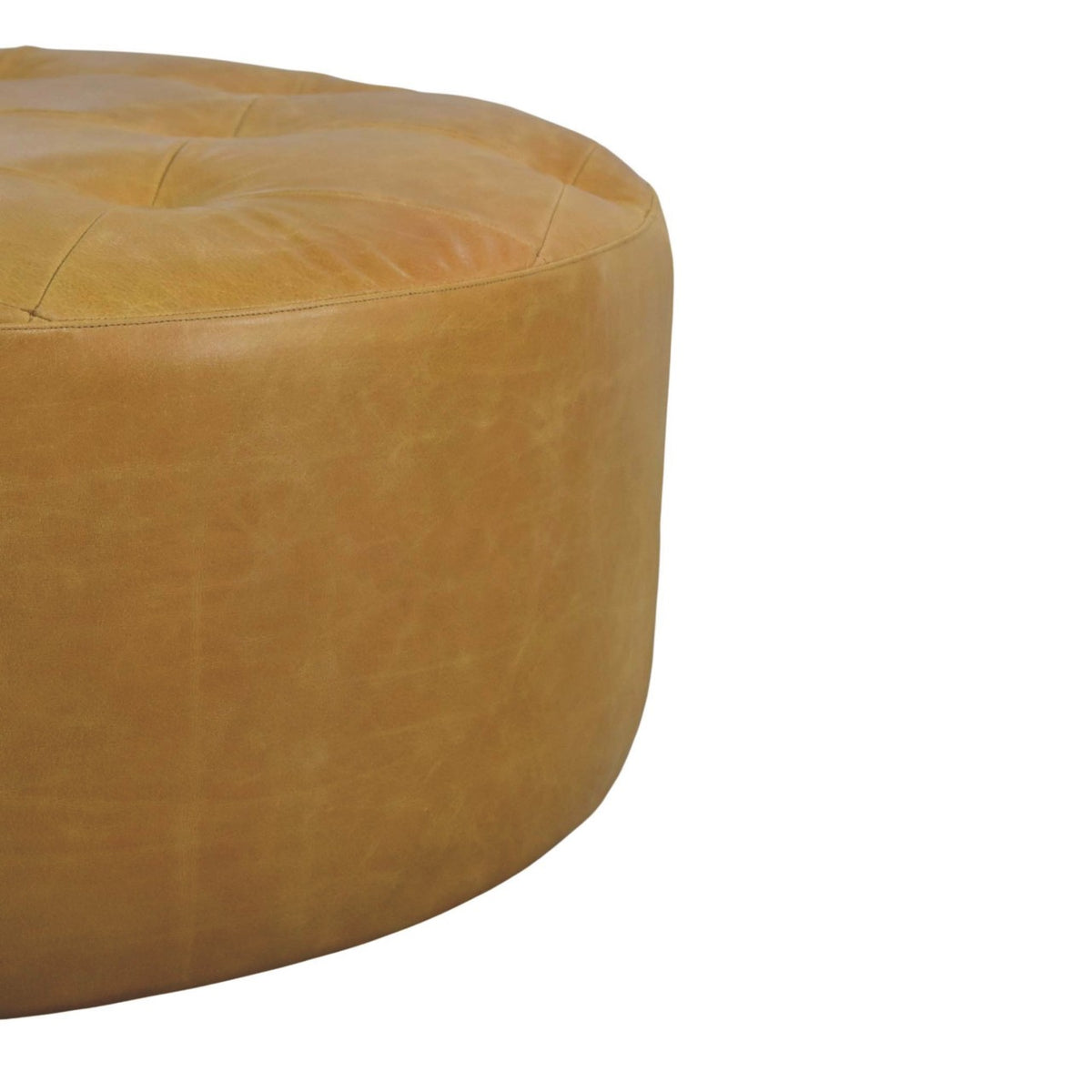 Sutton Buffalo Leather Tan Round Coffee Table
