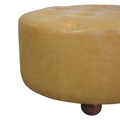 Sutton Buffalo Leather Tan Round Coffee Table