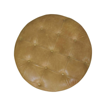Sutton Buffalo Leather Tan Round Coffee Table