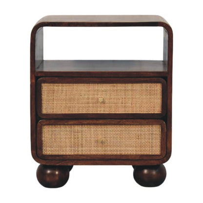 Malibu Rattan Walnut 2 Drawer Nightstand