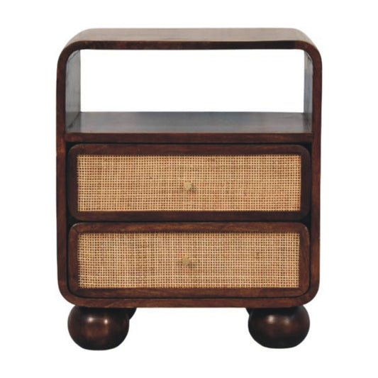 Malibu Rattan Walnut 2 Drawer Nightstand