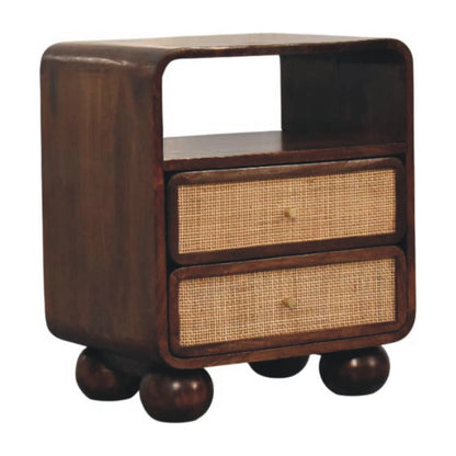 Malibu Rattan Walnut 2 Drawer Nightstand