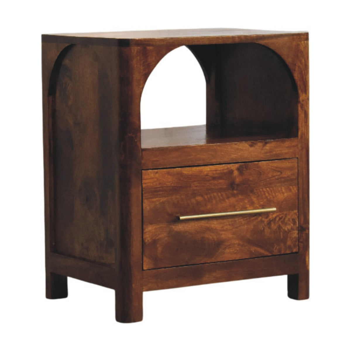 Arched Chestnut 1 Drawer Nightstand