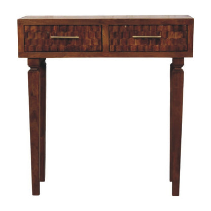 Santa Fe Carved Chestnut Wood Console Table