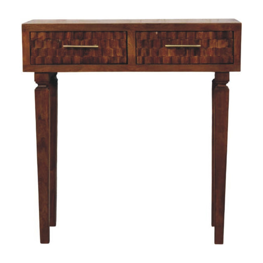 Santa Fe Carved Chestnut Wood Console Table