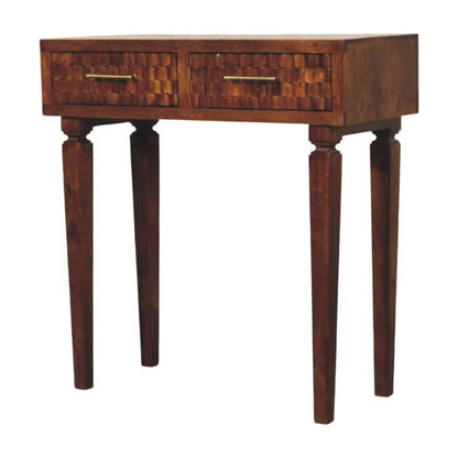 Santa Fe Carved Chestnut Wood Console Table