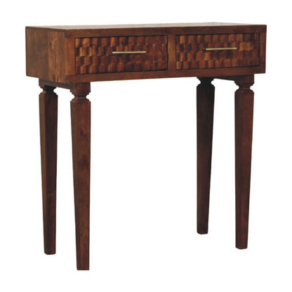 Santa Fe Carved Chestnut Wood Console Table