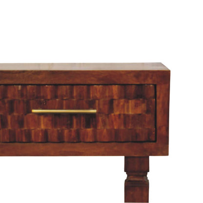 Santa Fe Carved Chestnut Wood Console Table