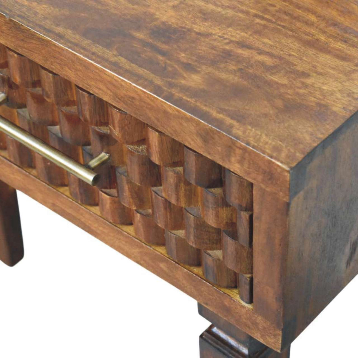 Santa Fe Carved Chestnut Wood Console Table