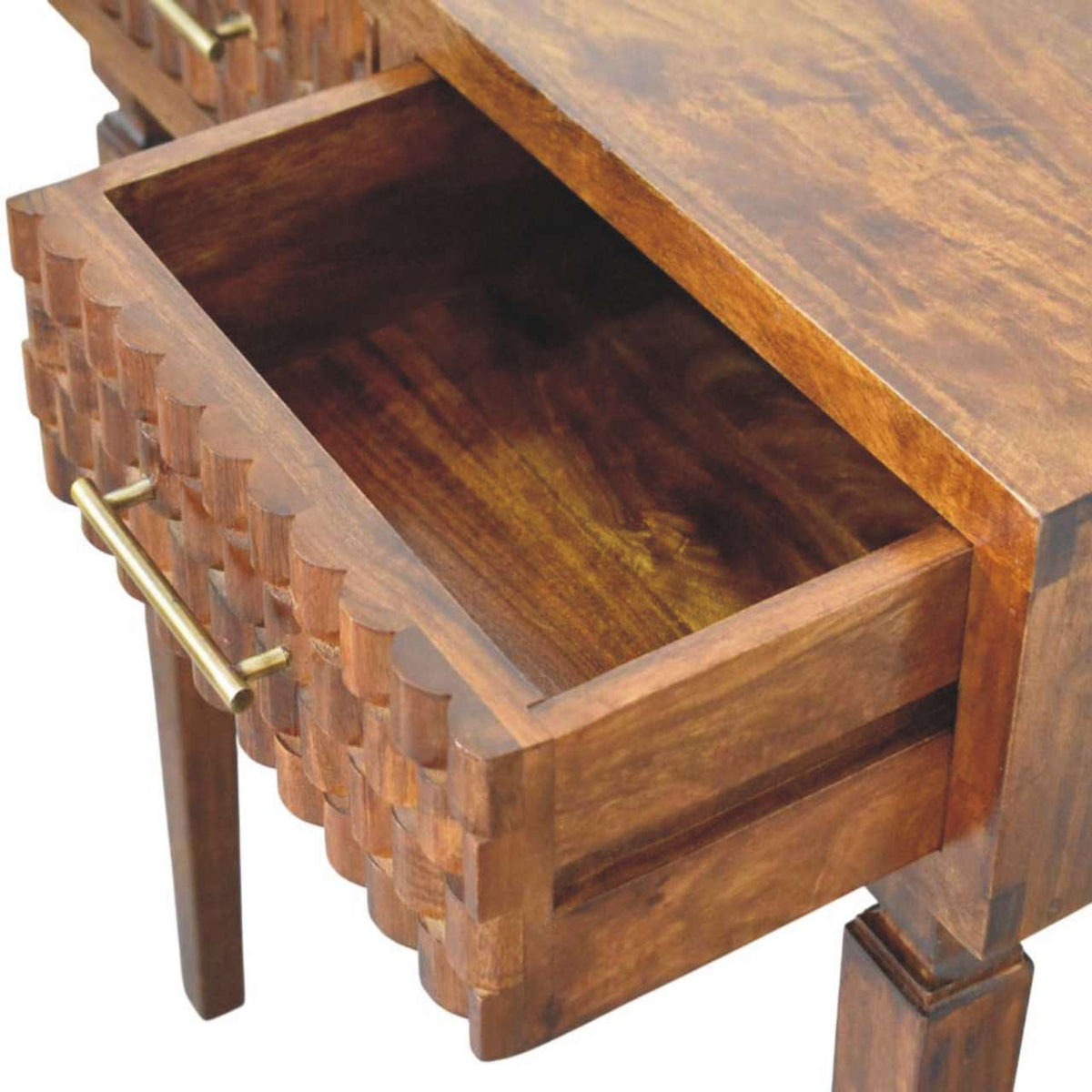 Santa Fe Carved Chestnut Wood Console Table