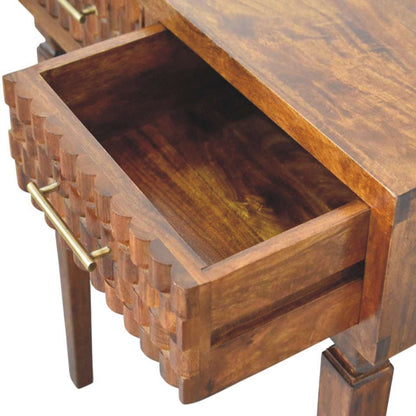 Santa Fe Carved Chestnut Wood Console Table
