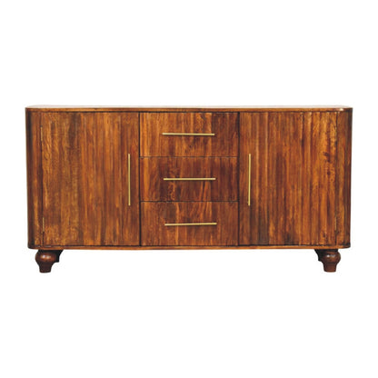 Highland Chestnut Curved 3 Drawer Sideboard