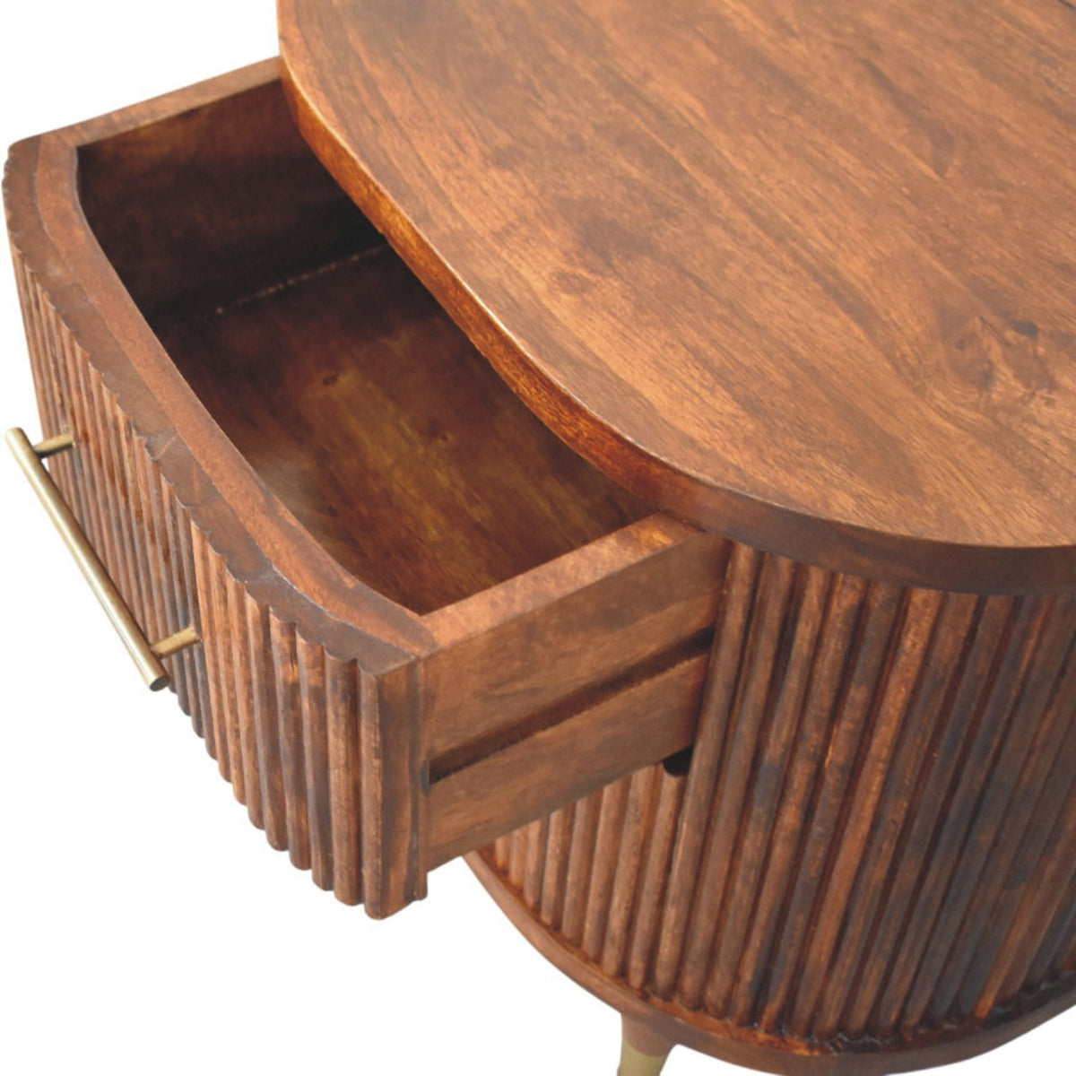 Highland Chestnut Ribbed Bedside Table