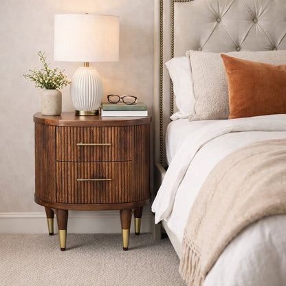 Highland Chestnut Ribbed Bedside Table