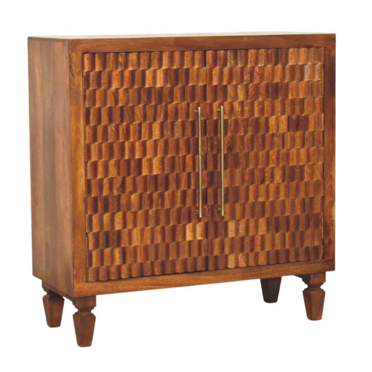 Santa Fe Carved Chestnut Wood Accent Cabinet