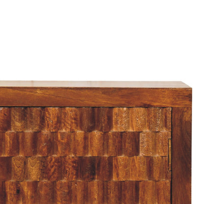 Santa Fe Carved Chestnut Wood Accent Cabinet