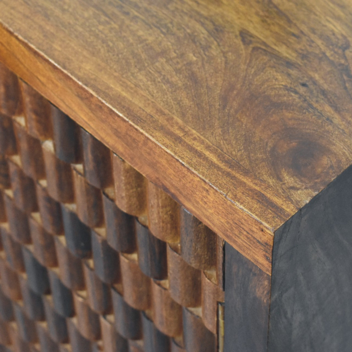 Santa Fe Carved Chestnut Wood Accent Cabinet