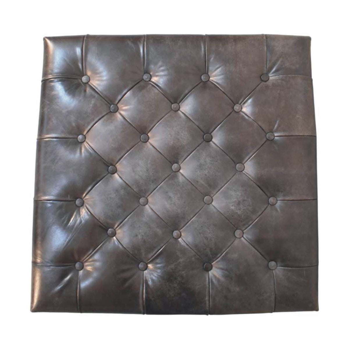 Sutton Buffalo Black Tufted Leather Ottoman