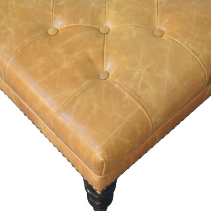 Sutton Buffalo Leather Tan Tufted Ottoman