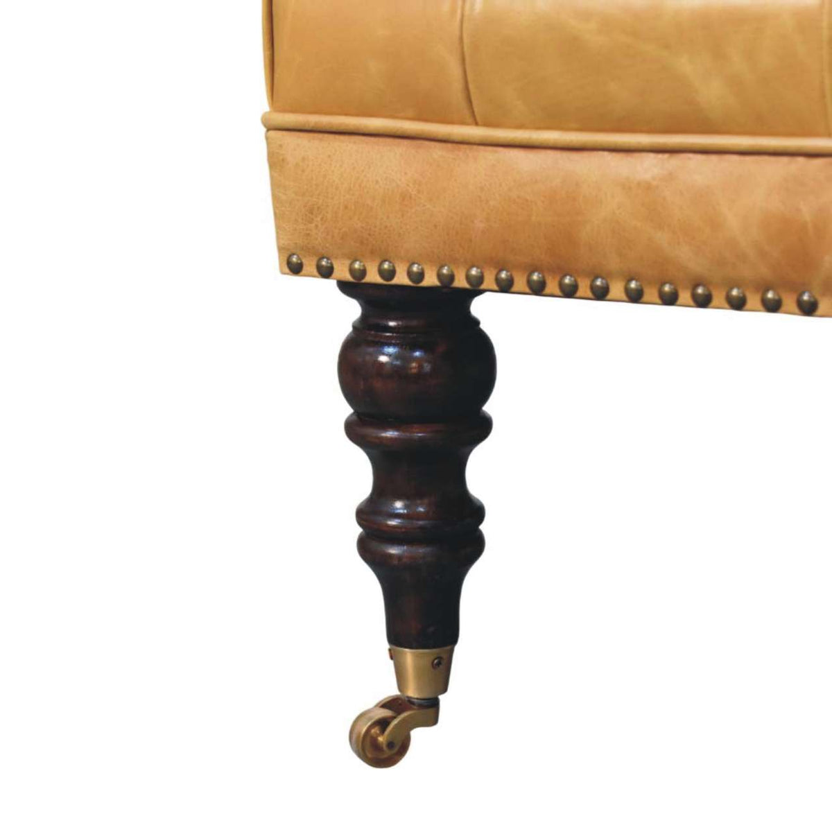 Sutton Buffalo Leather Tan Tufted Ottoman
