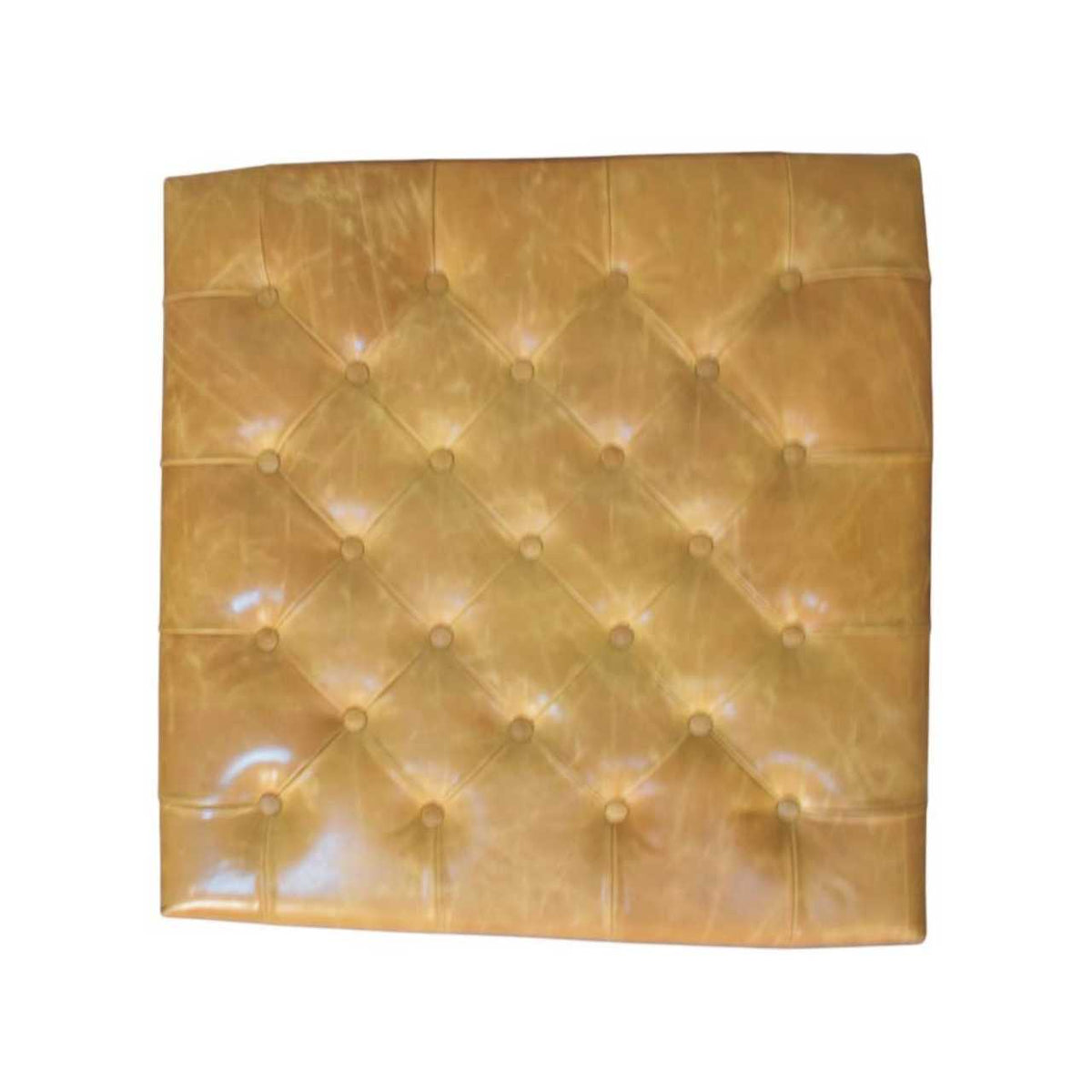 Sutton Buffalo Leather Tan Tufted Ottoman