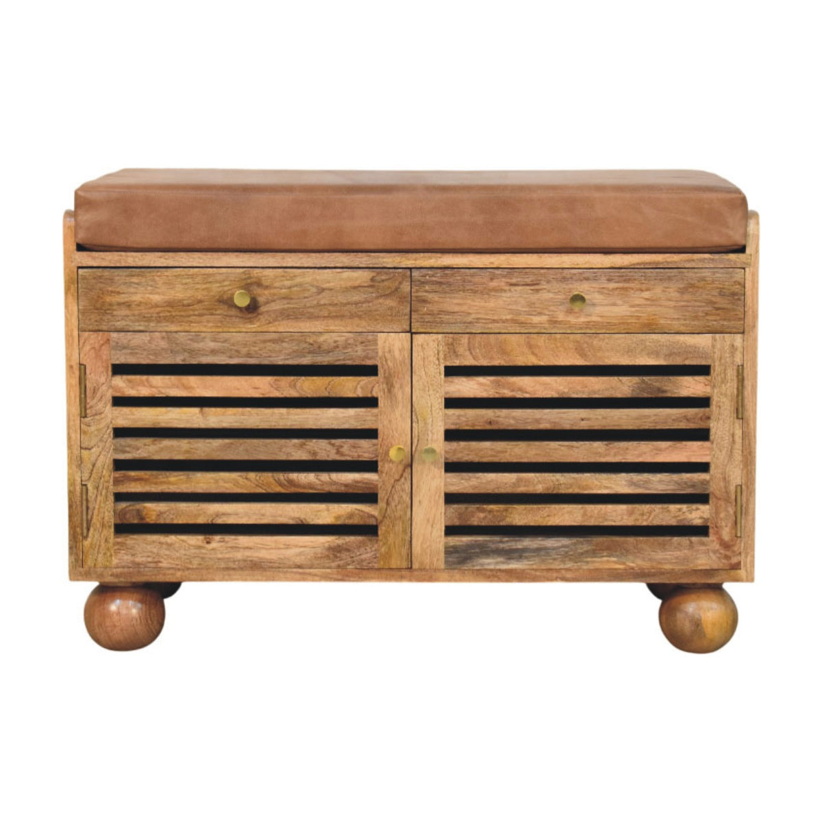 Sutton Buffalo Leather Slatted Shoe Cabinet