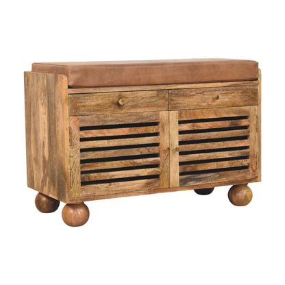 Sutton Buffalo Leather Slatted Shoe Cabinet