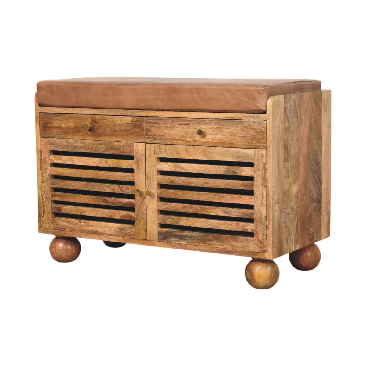 Sutton Buffalo Leather Slatted Shoe Cabinet
