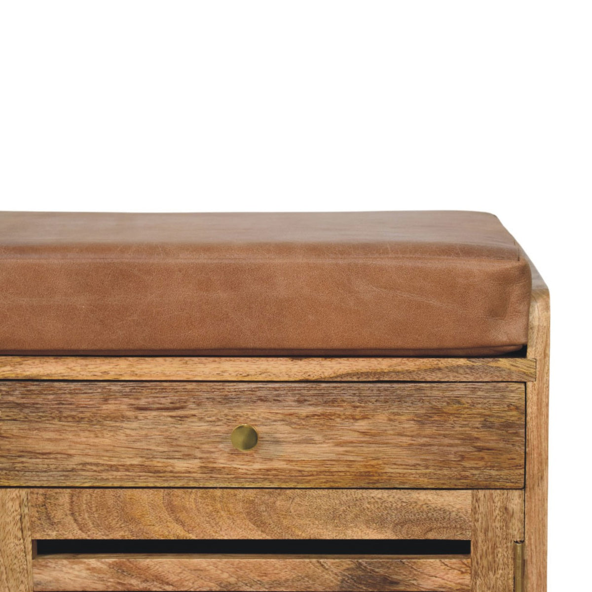 Sutton Buffalo Leather Slatted Shoe Cabinet
